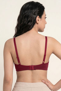 Zivame Double Layered Non Wired 3/4th Coverage Tshirt Bra - Beet Red — thumbnail 2